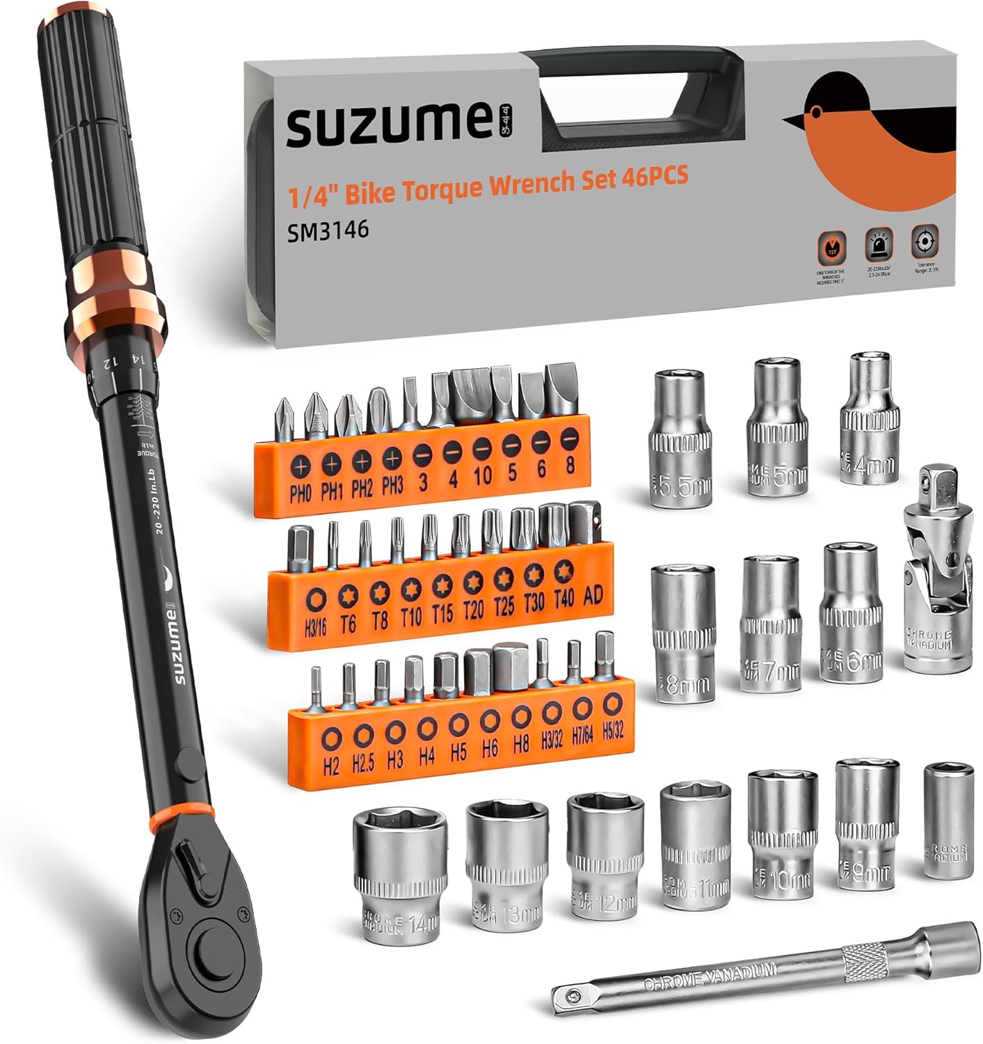 SUZUE Torque Wrench 3/8 Drive (5-45 Ft. Lb/ 6.8-61 N.) 72